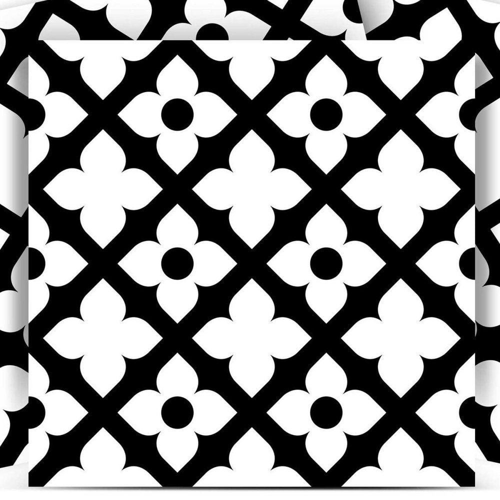 4" X 4" Black and White Dia Peel and Stick Removable Tiles HomeRoots