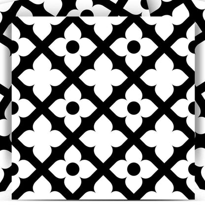 4" X 4" Black and White Dia Peel and Stick Removable Tiles HomeRoots