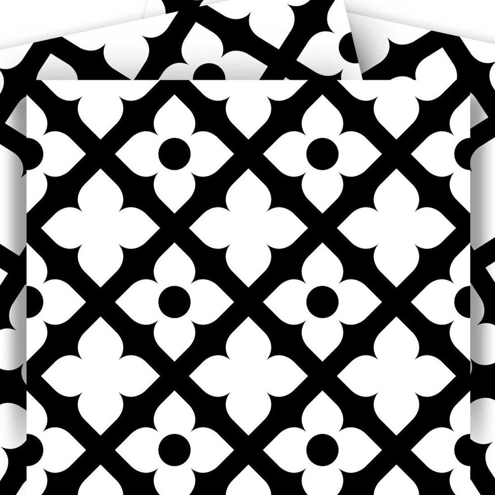4" X 4" Black and White Dia Peel and Stick Removable Tiles HomeRoots