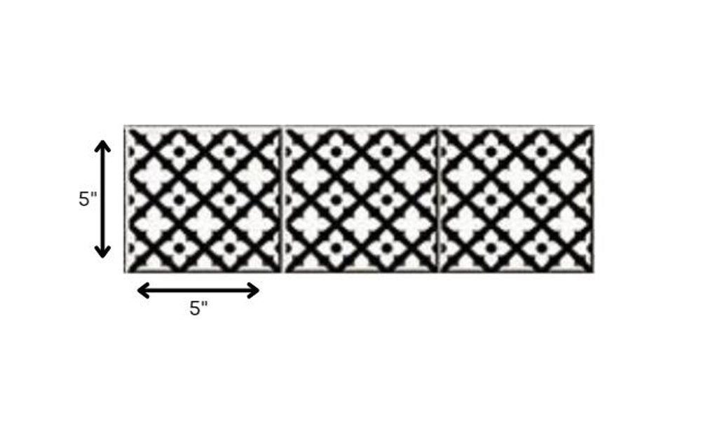 4" X 4" Black and White Dia Peel and Stick Removable Tiles HomeRoots