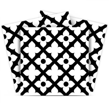 4" X 4" Black and White Dia Peel and Stick Removable Tiles HomeRoots