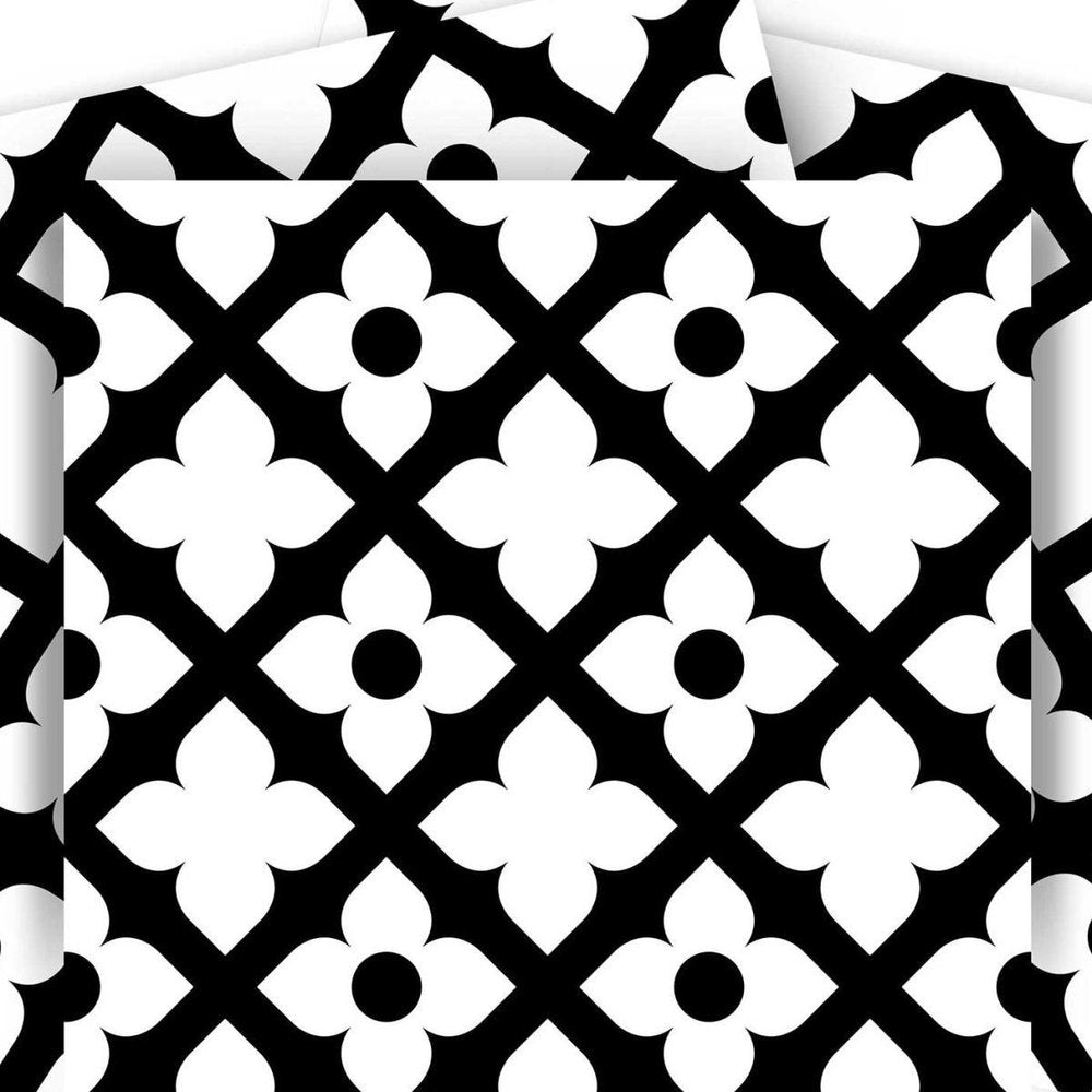 4" X 4" Black and White Dia Peel and Stick Removable Tiles HomeRoots