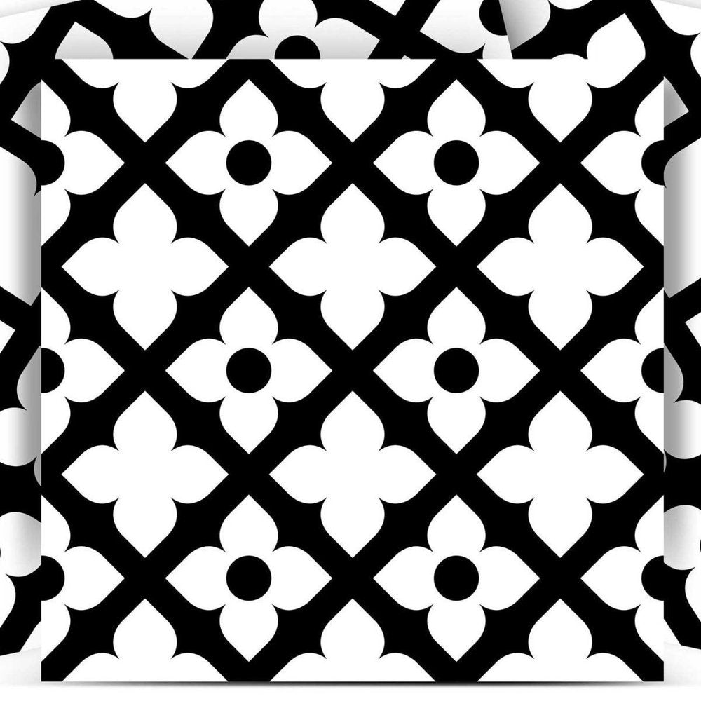 4" X 4" Black and White Dia Peel and Stick Removable Tiles HomeRoots