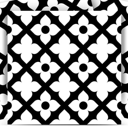 4" X 4" Black and White Dia Peel and Stick Removable Tiles HomeRoots