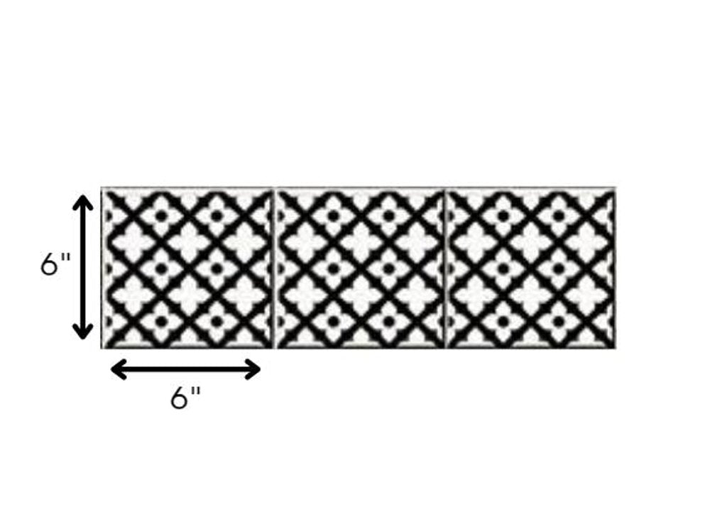 7" X 7" Black and White Dia Peel and Stick Removable Tiles