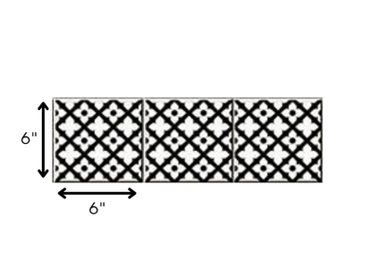 4" X 4" Black and White Dia Peel and Stick Removable Tiles HomeRoots