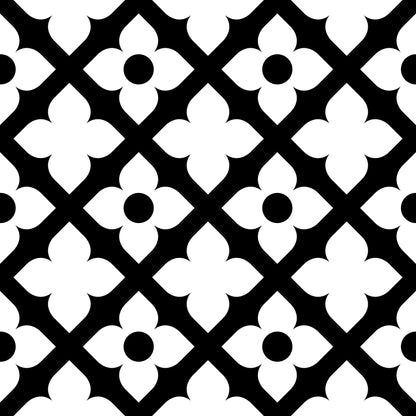 4" X 4" Black and White Dia Peel and Stick Removable Tiles HomeRoots