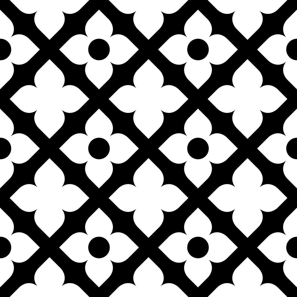 7" X 7" Black and White Dia Peel and Stick Removable Tiles