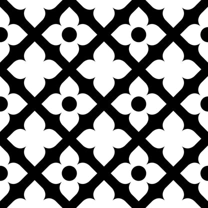 7" X 7" Black and White Dia Peel and Stick Removable Tiles