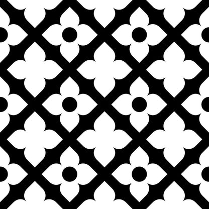 4" X 4" Black and White Dia Peel and Stick Removable Tiles HomeRoots