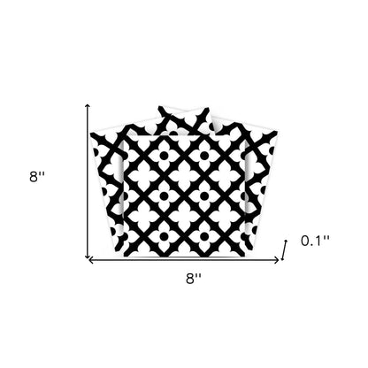 4" X 4" Black and White Dia Peel and Stick Removable Tiles HomeRoots