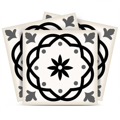 4" X 4" Black and White Rolla Peel and Stick Removable Tiles HomeRoots