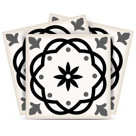 7" x 7" Black And White Peel And Stick Removable Tiles HomeRoots