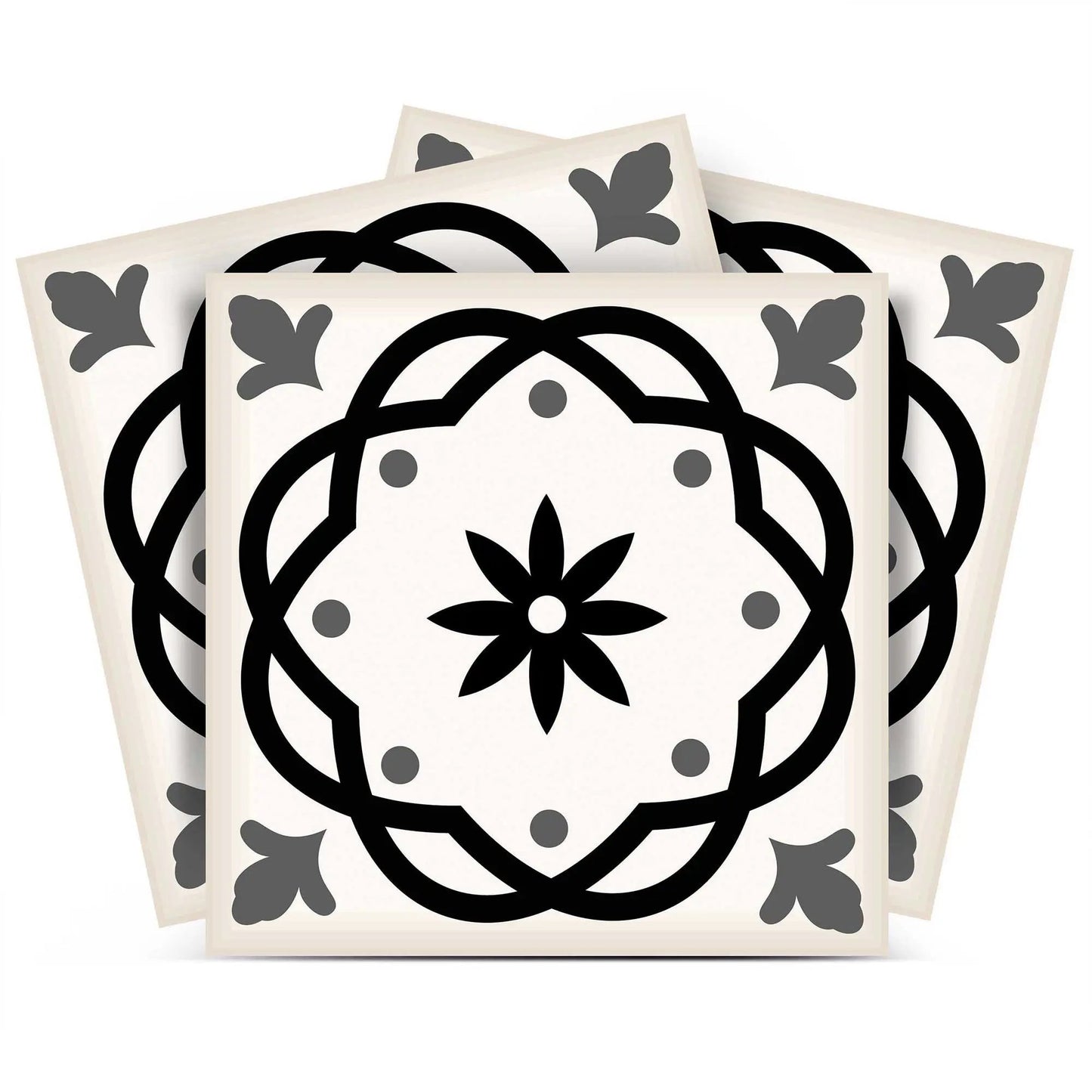 4" X 4" Black and White Rolla Peel and Stick Removable Tiles HomeRoots