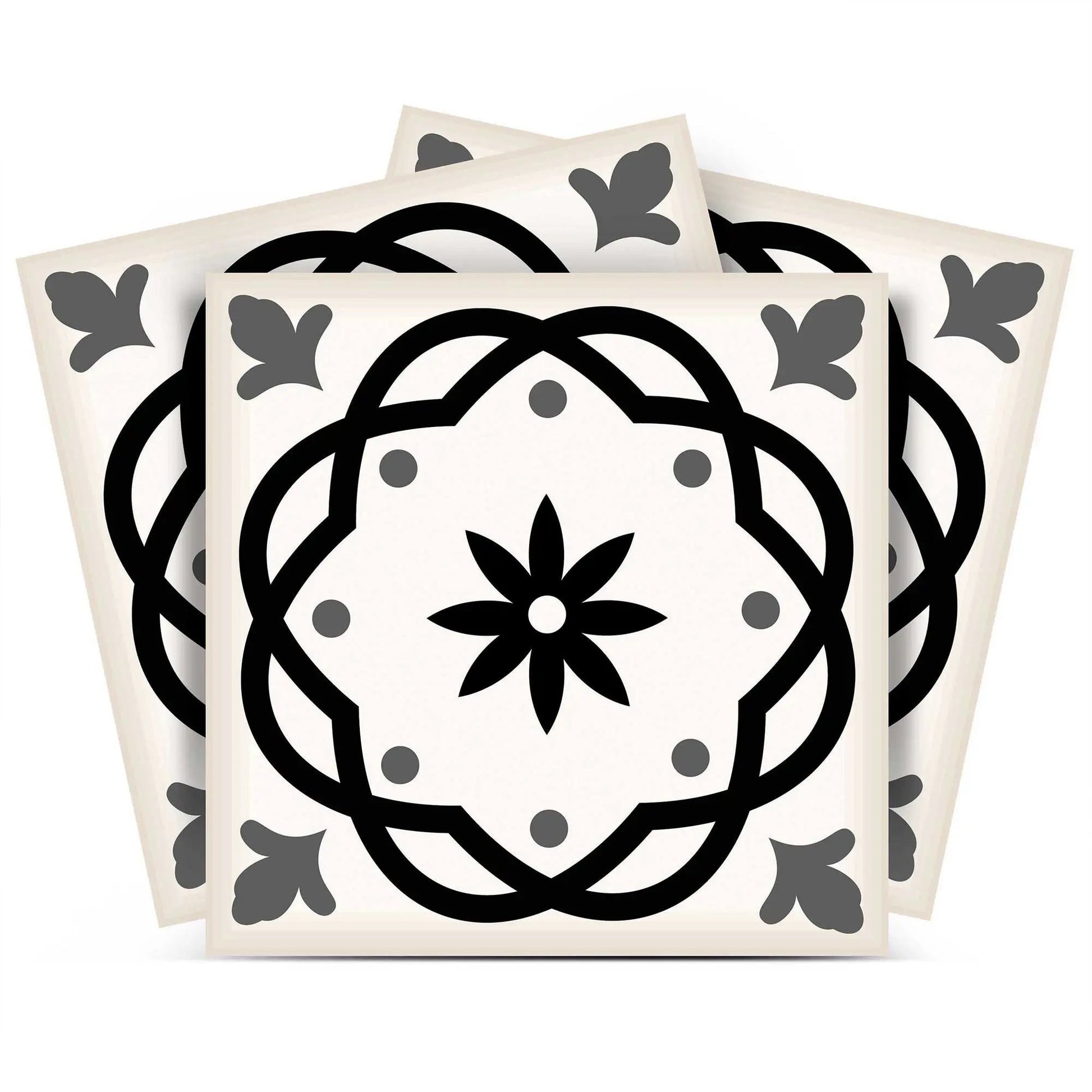 4" X 4" Black and White Rolla Peel and Stick Removable Tiles HomeRoots