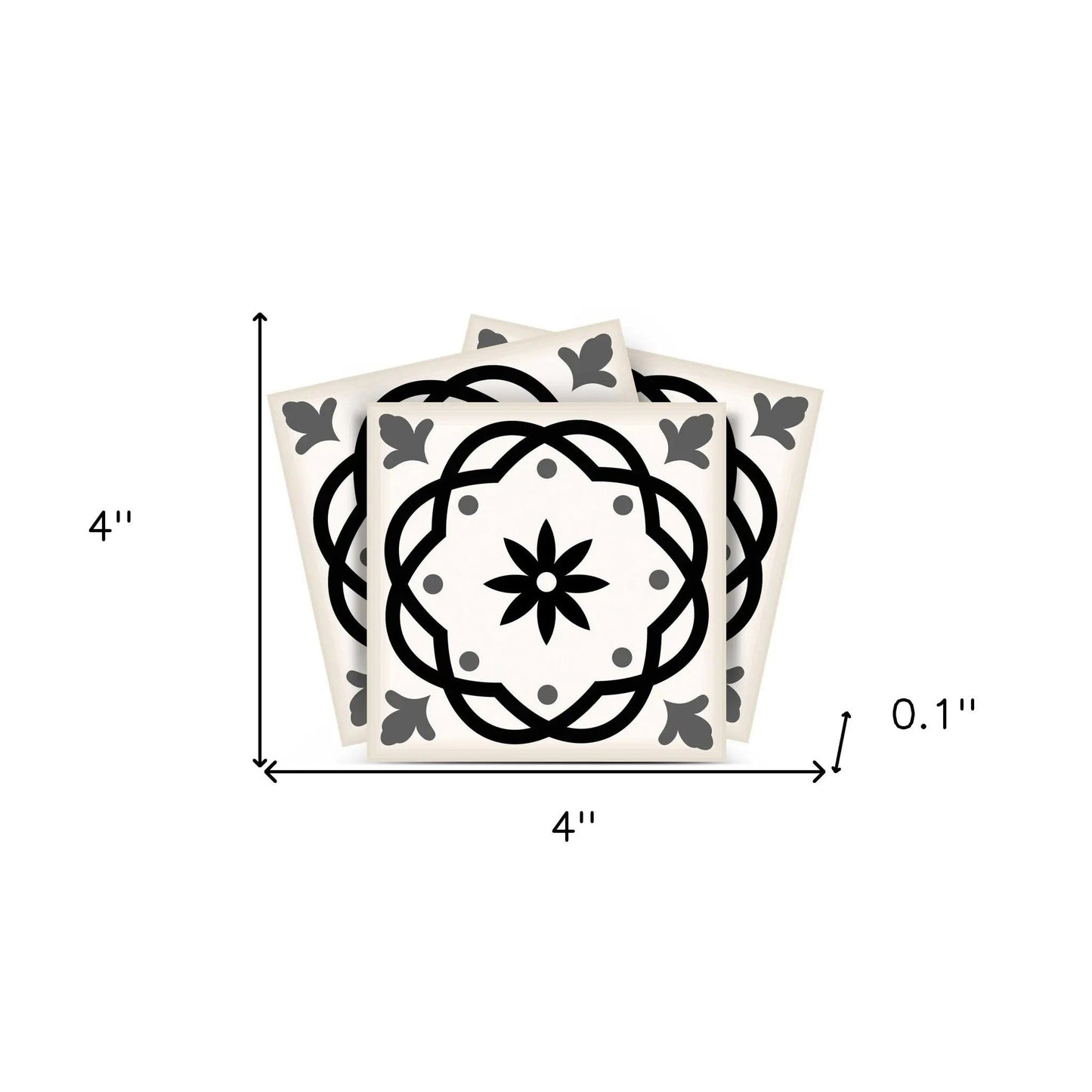 4" X 4" Black and White Rolla Peel and Stick Removable Tiles HomeRoots