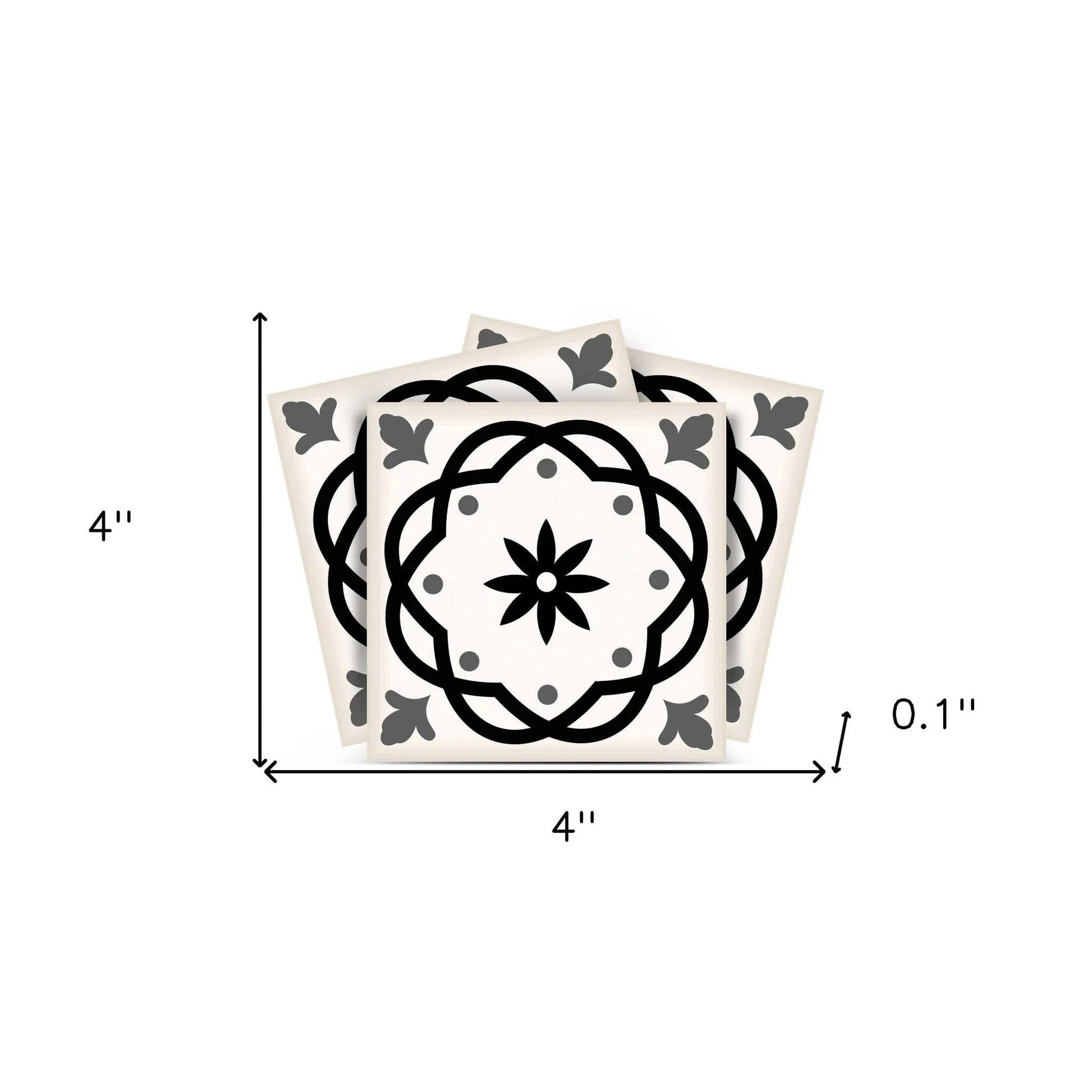 4" X 4" Black and White Rolla Peel and Stick Removable Tiles HomeRoots