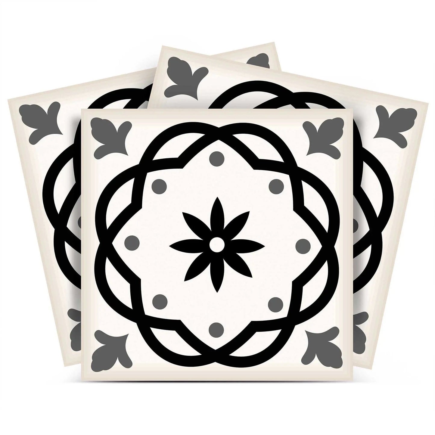 4" X 4" Black and White Rolla Peel and Stick Removable Tiles HomeRoots