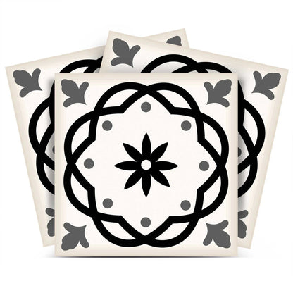 4" X 4" Black and White Rolla Peel and Stick Removable Tiles HomeRoots