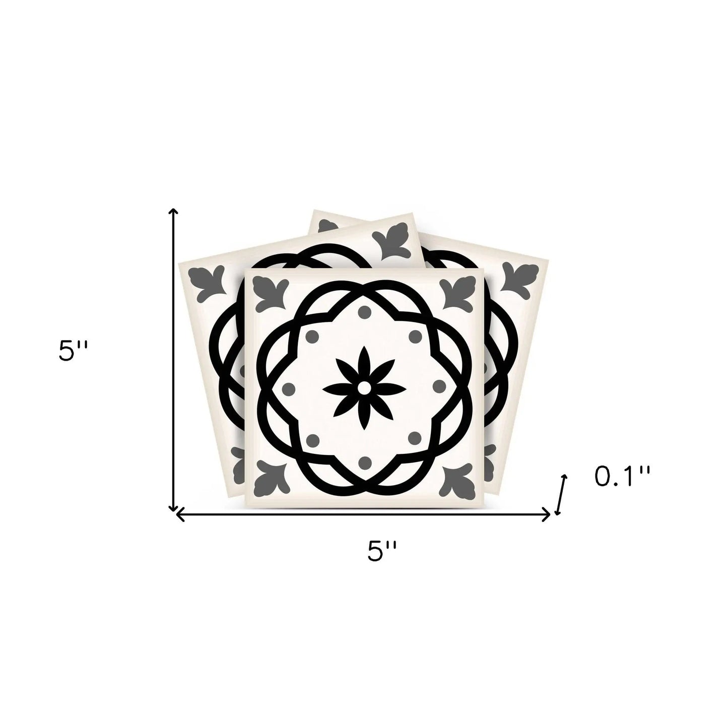 4" X 4" Black and White Rolla Peel and Stick Removable Tiles HomeRoots