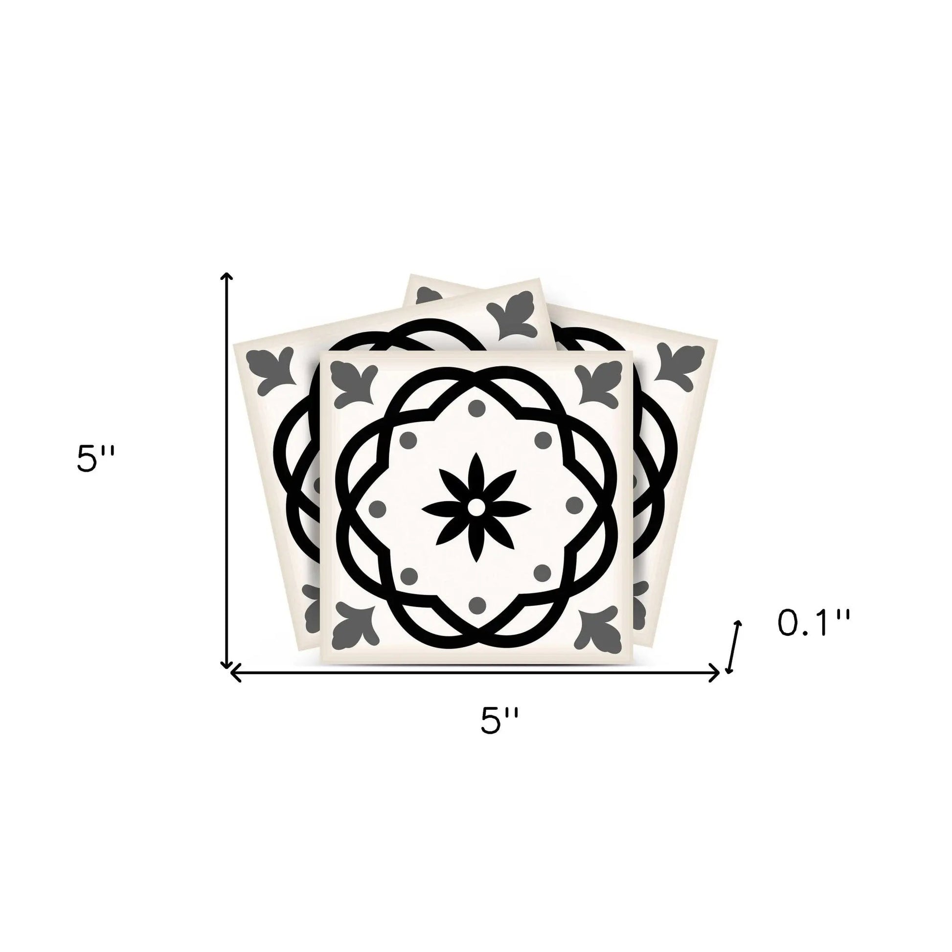 4" X 4" Black and White Rolla Peel and Stick Removable Tiles HomeRoots