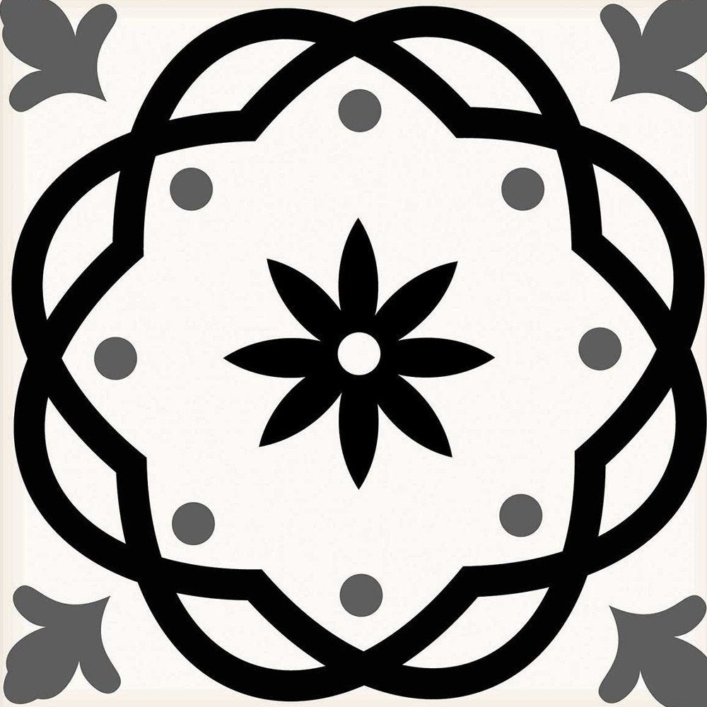 4" X 4" Black and White Rolla Peel and Stick Removable Tiles HomeRoots