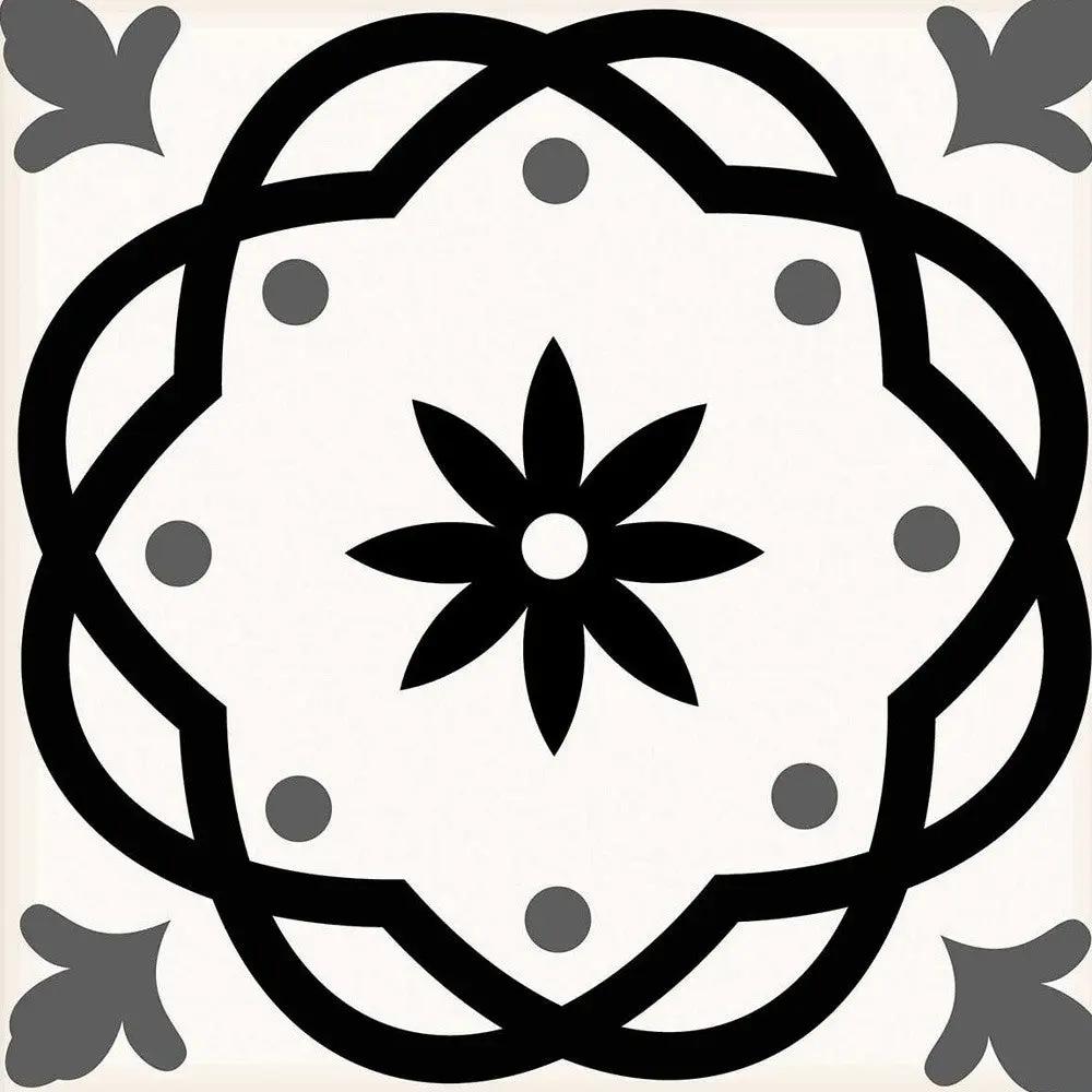 4" X 4" Black and White Rolla Peel and Stick Removable Tiles HomeRoots