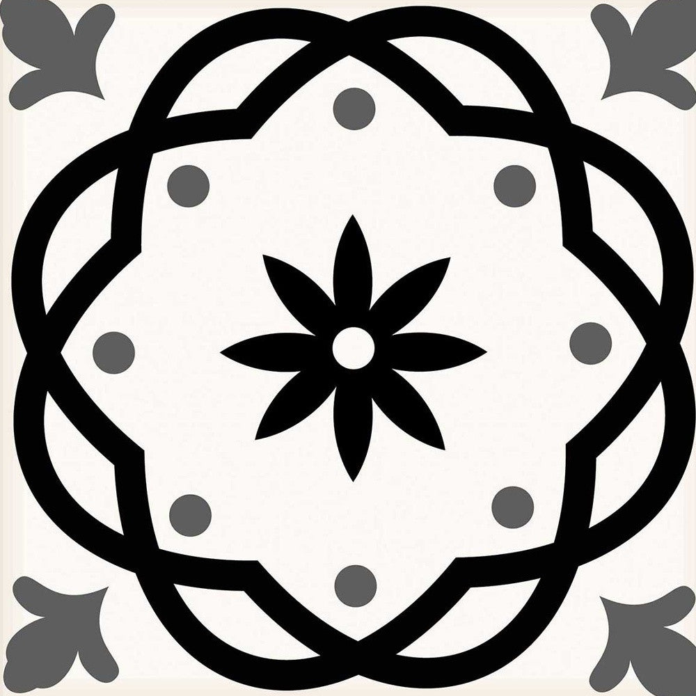 4" X 4" Black and White Rolla Peel and Stick Removable Tiles HomeRoots
