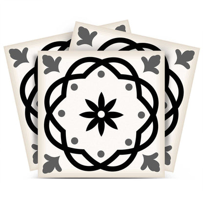 4" X 4" Black and White Rolla Peel and Stick Removable Tiles HomeRoots