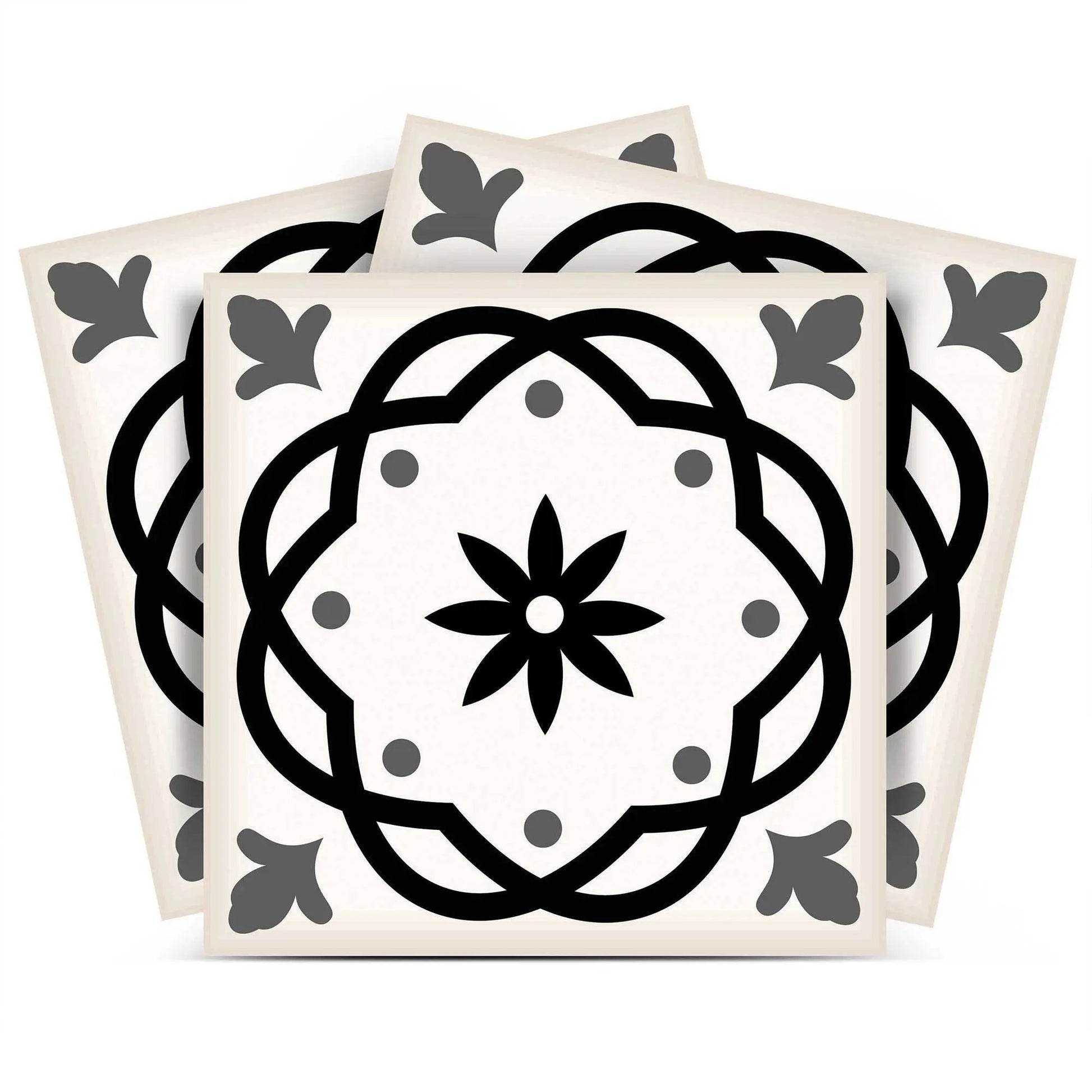 4" X 4" Black and White Rolla Peel and Stick Removable Tiles HomeRoots