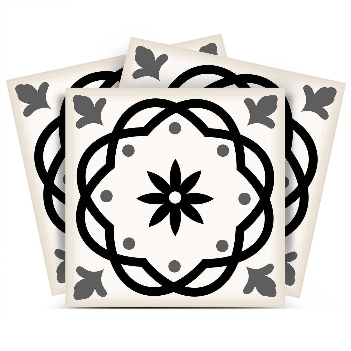 4" X 4" Black and White Rolla Peel and Stick Removable Tiles HomeRoots