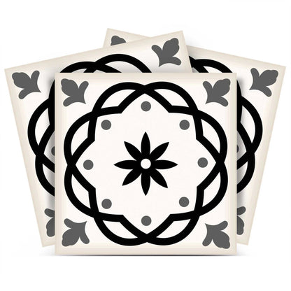 4" X 4" Black and White Rolla Peel and Stick Removable Tiles HomeRoots