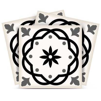 4" X 4" Black and White Rolla Peel and Stick Removable Tiles HomeRoots