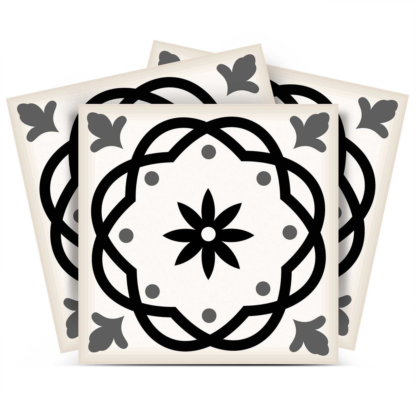 4" X 4" Black and White Rolla Peel and Stick Removable Tiles HomeRoots