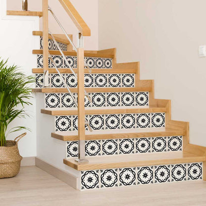 4" X 4" Black and White Rolla Peel and Stick Removable Tiles HomeRoots