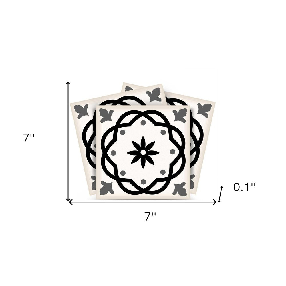 4" X 4" Black and White Rolla Peel and Stick Removable Tiles HomeRoots