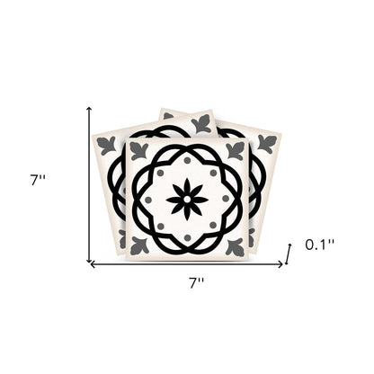 4" X 4" Black and White Rolla Peel and Stick Removable Tiles HomeRoots