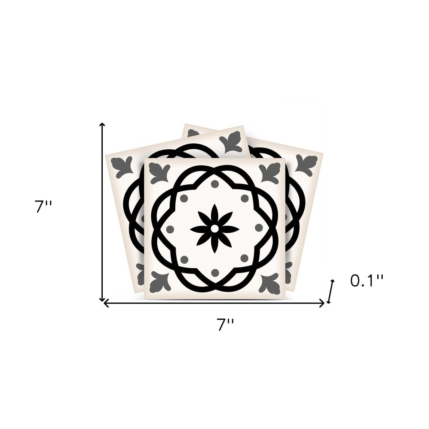 4" X 4" Black and White Rolla Peel and Stick Removable Tiles HomeRoots