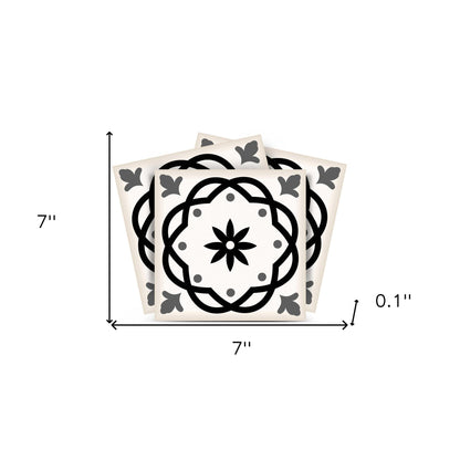 4" X 4" Black and White Rolla Peel and Stick Removable Tiles HomeRoots