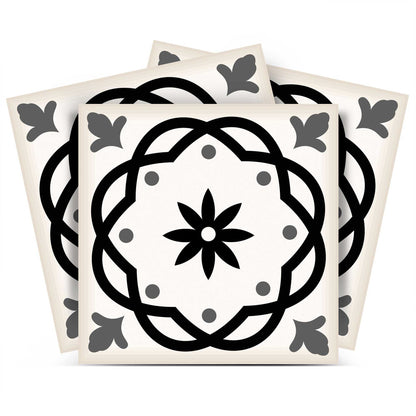 4" X 4" Black and White Rolla Peel and Stick Removable Tiles HomeRoots