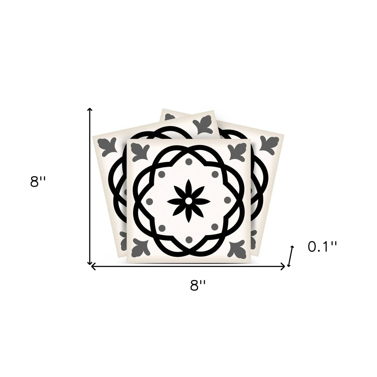 4" X 4" Black and White Rolla Peel and Stick Removable Tiles HomeRoots