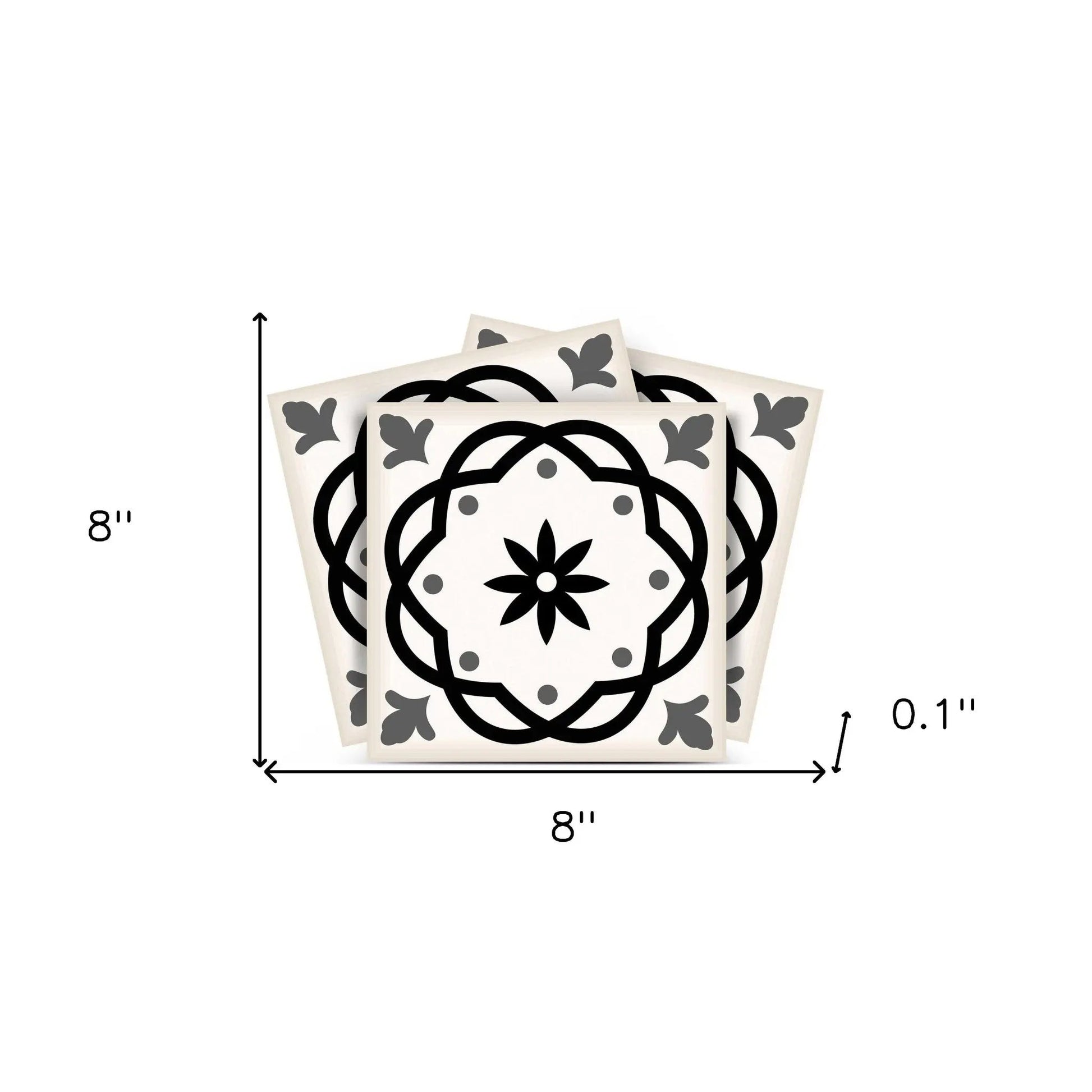 4" X 4" Black and White Rolla Peel and Stick Removable Tiles HomeRoots