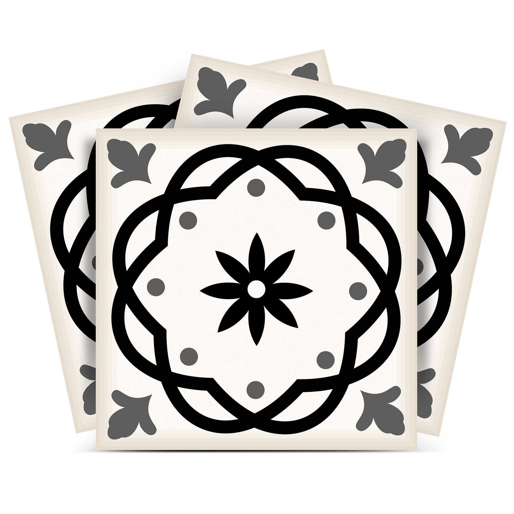 4" X 4" Black and White Rolla Peel and Stick Removable Tiles HomeRoots