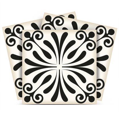 7" X 7" Black and White Flo Peel and Stick Removable Tiles