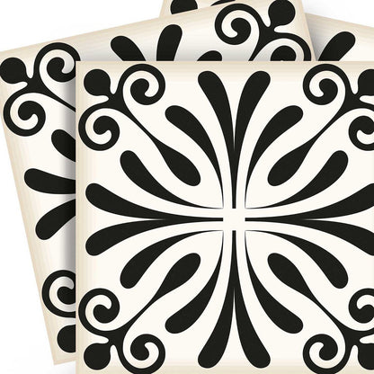 8" X 8" Black and White Flo Peel and Stick Removable Tiles