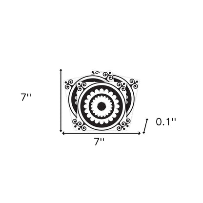 7" X 7" Black and White Posy Peel and Stick Removable Tiles