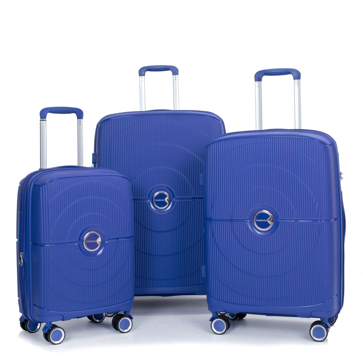 Expandable Hardshell Suitcase Double Spinner Wheels PP Luggage Sets Lightweight Durable ,3-Piece Set (20/24/28) ,Navy - FurniFindUSA