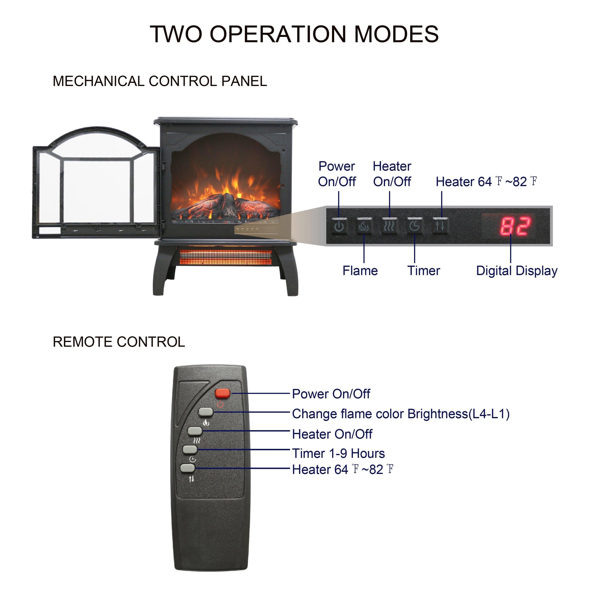 18 inch 3D Infrared Electric Stove with remote control - FurniFindUSA