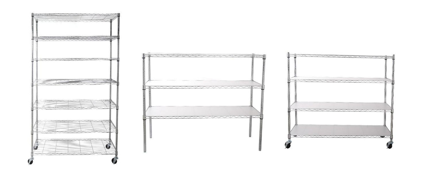 7 Tier Wire Shelving Unit 2450 LBS NSF Height Adjustable Metal Garage Storage Shelves with Wheels Chrome - FurniFindUSA