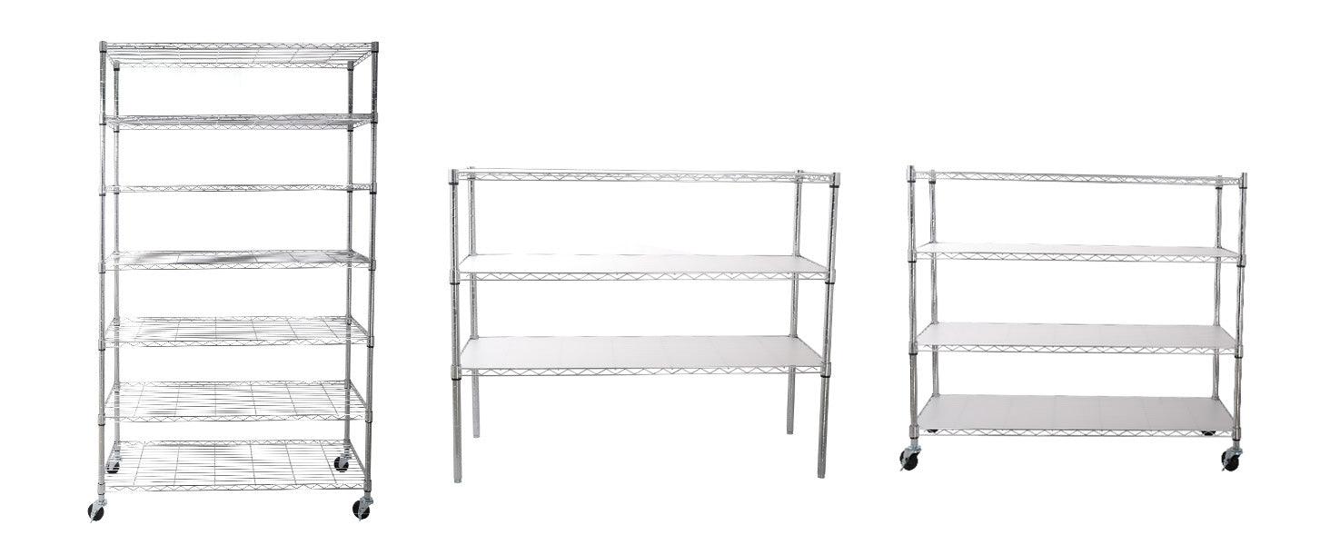 7 Tier Wire Shelving Unit 2450 LBS NSF Height Adjustable Metal Garage Storage Shelves with Wheels Chrome - FurniFindUSA